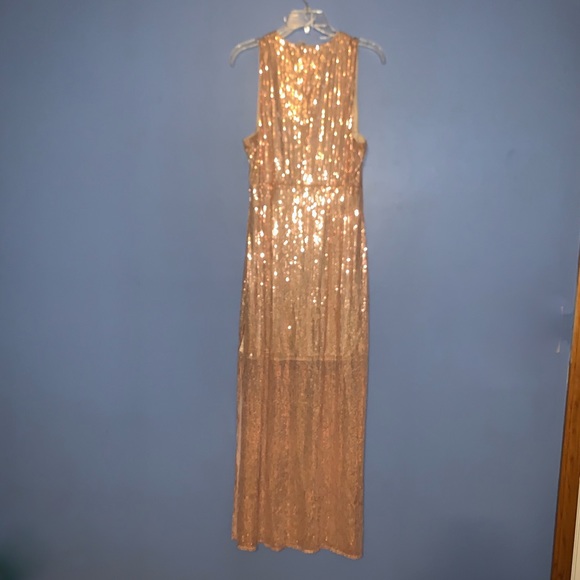 H&M rose gold sequin gown size 12 NWOT - Picture 2 of 8